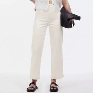 MADEWELL The Curvy Emmett Wide-Leg Jean 32 Tile White Welt Pocket Edition NWT